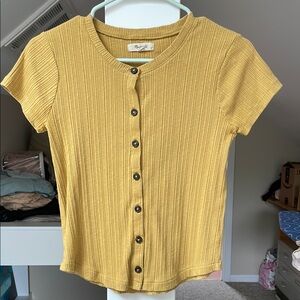 Madewell, XS, Yellow Button-Up Ribbed Top